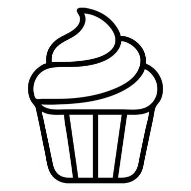 cupcake with pink icing outlined icon sticker