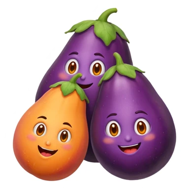Crazy eggplant with crazy peach together sticker