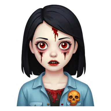 zombie girl with black hair  sticker