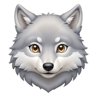 Cinematic Cute Wolf Portrait Emoji, Head tilted playfully and inquisitively, featuring a lustrous grey and white Fur with a wild, natural sheen, round, sparkling eyes filled with curious mischief, Simplified yet irresistibly adorable features, highly detailed, glowing with a warm, friendly glow, high shine, affectionate yet spirited, stylized with a touch of wilderness whimsy, bright and endearing, soft glowing outline, capturing the essence of a mischievous yet loving wolf, so playful it feels like it could bound out of the screen and into your arms! sticker