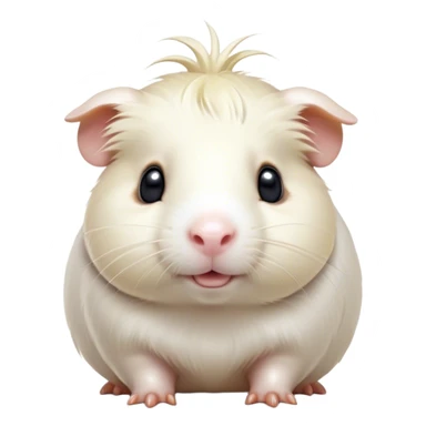 Cinematic Cute White Guinea Pig Portrait Emoji, Head tilted playfully and inquisitively, showcasing a silky, immaculate white coat with a natural glow, round, sparkling dark eyes filled with curiosity, Simplified yet irresistibly adorable features, highly detailed, glowing with a warm, friendly light, high shine, affectionate and lively, stylized with a touch of whimsy, bright and endearing, soft glowing outline, capturing the essence of a mischievous yet loving guinea pig, so playful it feels like it could nuzzle out of the screen and into your arms! sticker