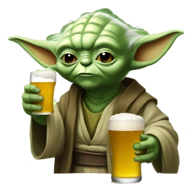yoda drinking beer sticker