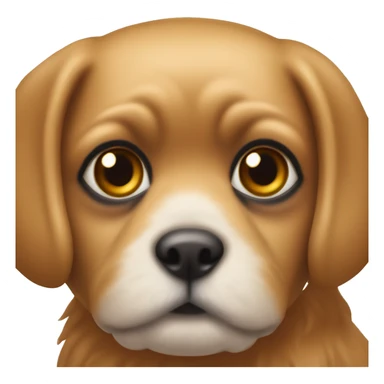 Un emoji de una perrita pekinés pequeña y de color caramelo con la nariz pequeña y ojos grandes  sticker