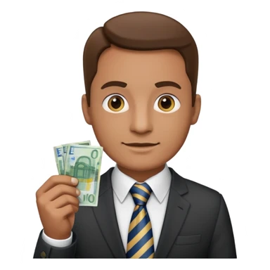 AN UNCLE with a tie in business clothes and with euro money
 sticker