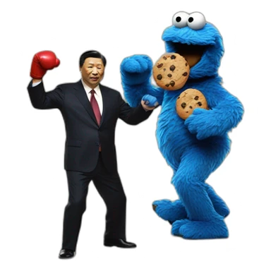 Xi jinping boxing against cookie monster sticker