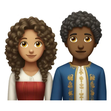 Georgian girl with curly hair and Russian boy  sticker