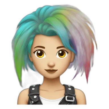 Rainbow hair punk girl sticker
