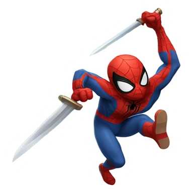 Spider-man with a BIG SWORD in a fighting pose sticker
