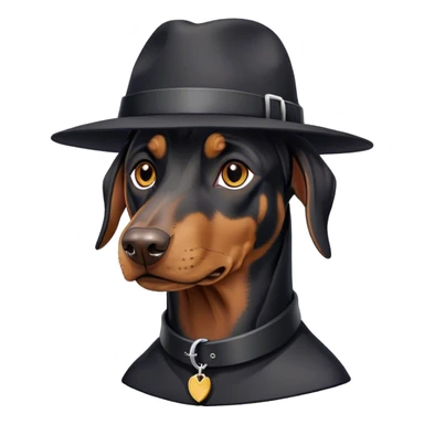Doberman wearing a hat and collar  sticker