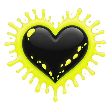 A neon yellow heart with black splashes inside the heart and The text UVP in the heart sticker