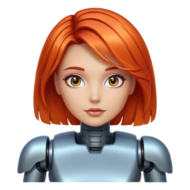 female vibrant hair color metalic robot face like last picture of the last one sticker