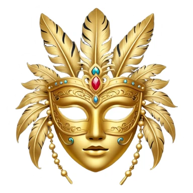 golden mask with feather sticker
