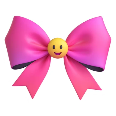 3D emoji style bow, pink gradient, elegant and smooth sticker