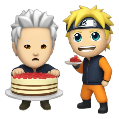 Naruto and Trump eats cheesecake sticker
