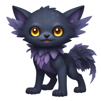 Cute cool fantasy dark-themed animal hybrid Fakemon full body sticker