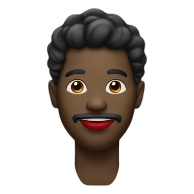 black man with a single bone on his head and big red lips sticker