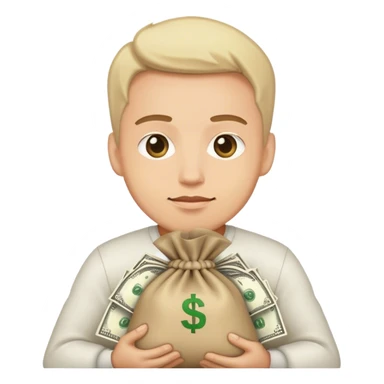 Guy with huge money bags sticker