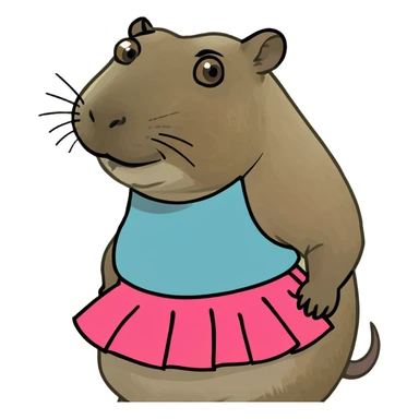 Capybara with a skirt sticker