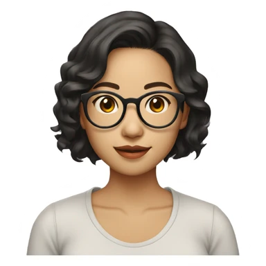Southeast asian girl wearing glasses short wavy hair sticker