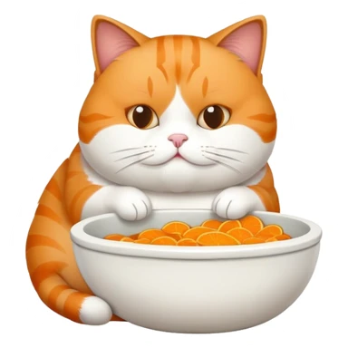 Fat cat eating from food bowl sticker