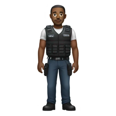 black man standing full body with stab vest  sticker