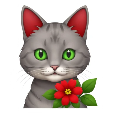 Male cat holding red flowers sticker