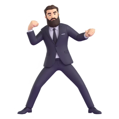 bearded man in a black suit, fighting posture sticker