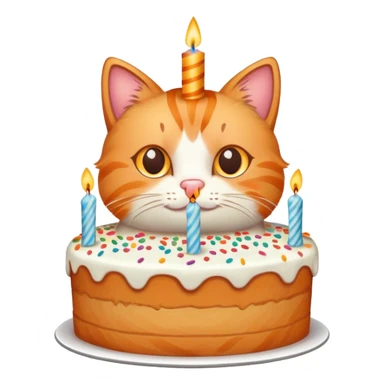 Cat with birthday cake sticker