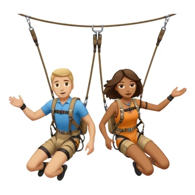 White man and brown woman on a tandem bungee jump sticker
