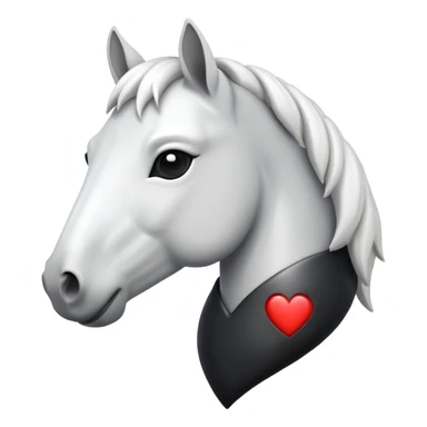 White Horse centered within a black heart emoji sticker