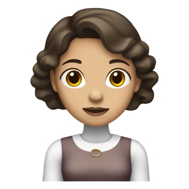 A women with dark brown hair and light skin wearing a dress sticker