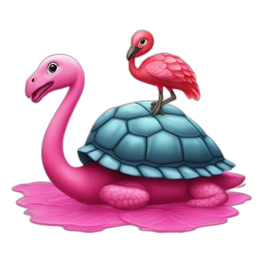 Tortue sur un flamand rose sticker