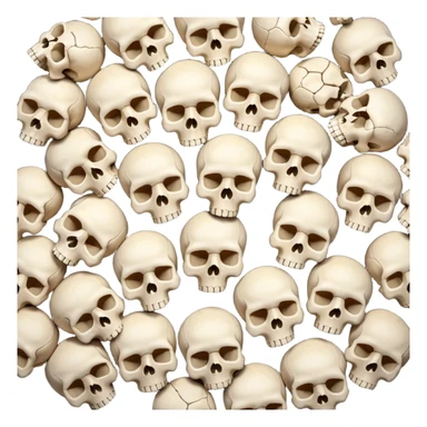 Piles of Skulls, filling the whole screen, top down perspective, in the style of gritty realism sticker