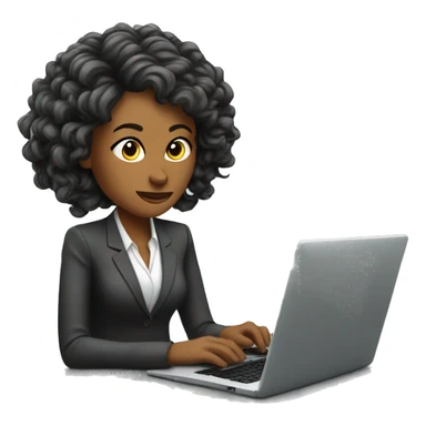 Woman with Laptop busy with coding for Office Work by thinking future me nice hair suit  sticker