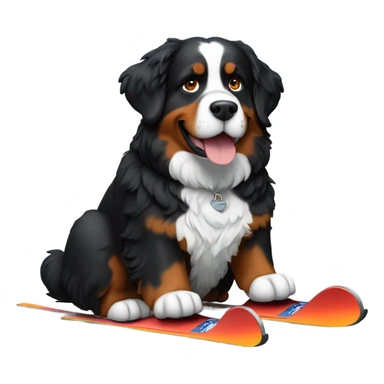 Bernese skiing on snowy mountain  sticker