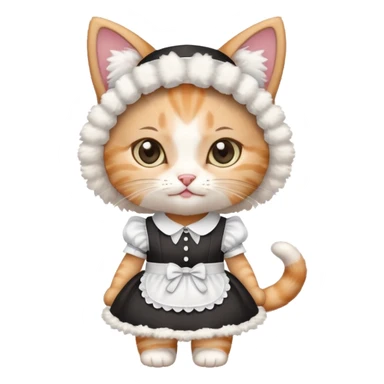 Kitten in a maid outfit  sticker