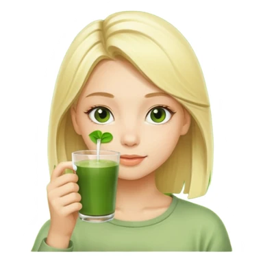blonde girl drinking matcha sticker