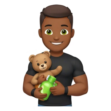 Hulk holding bear bottle hand up and smile hulk hear black  sticker