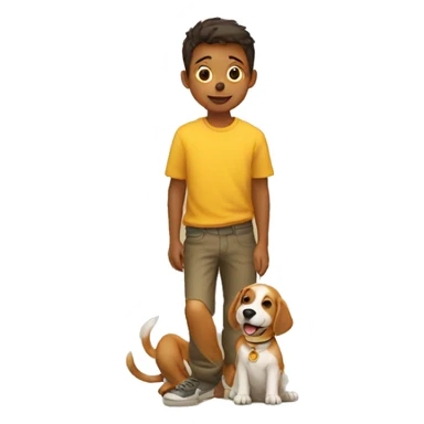 Dog with a little boy sticker