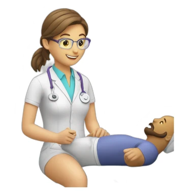 physiotherapist filling ICF form sticker
