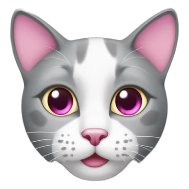 grey and white cat with pink nose sticker