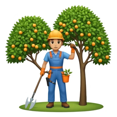 Landscaping company worker, pruning a tree, full body sticker