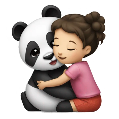 A little girl kissing a panda  sticker
