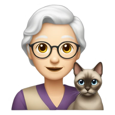 siamese cat and old lady with white hair sticker