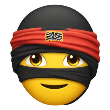 only one 😀 emoji like a ninja- colors black, red, yellow like german flag sticker