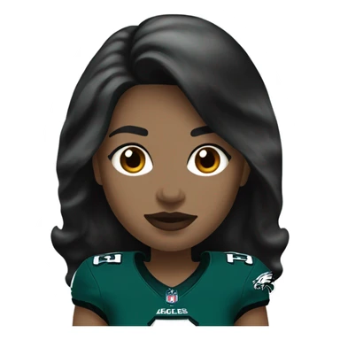  White female dark hair red lips wearing Philadelphia Eagles jersey sticker