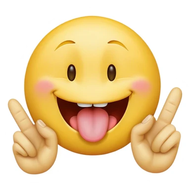 smiley face with tounge betteen two fingers sticker