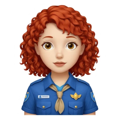 scout girl with blue scout uniform, red curly haired sticker
