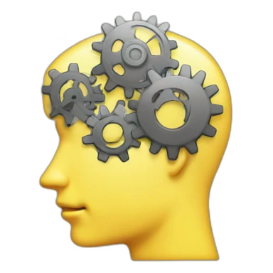 thinking head with gears in the head sticker