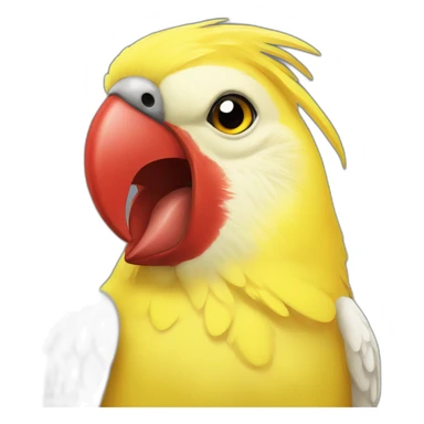 yellow cockatiel with red angry emoji cheeks sticker